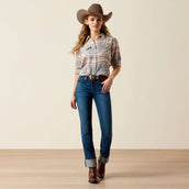 Ariat Blouse Arizona Western Dames Ombre Blue Southwest