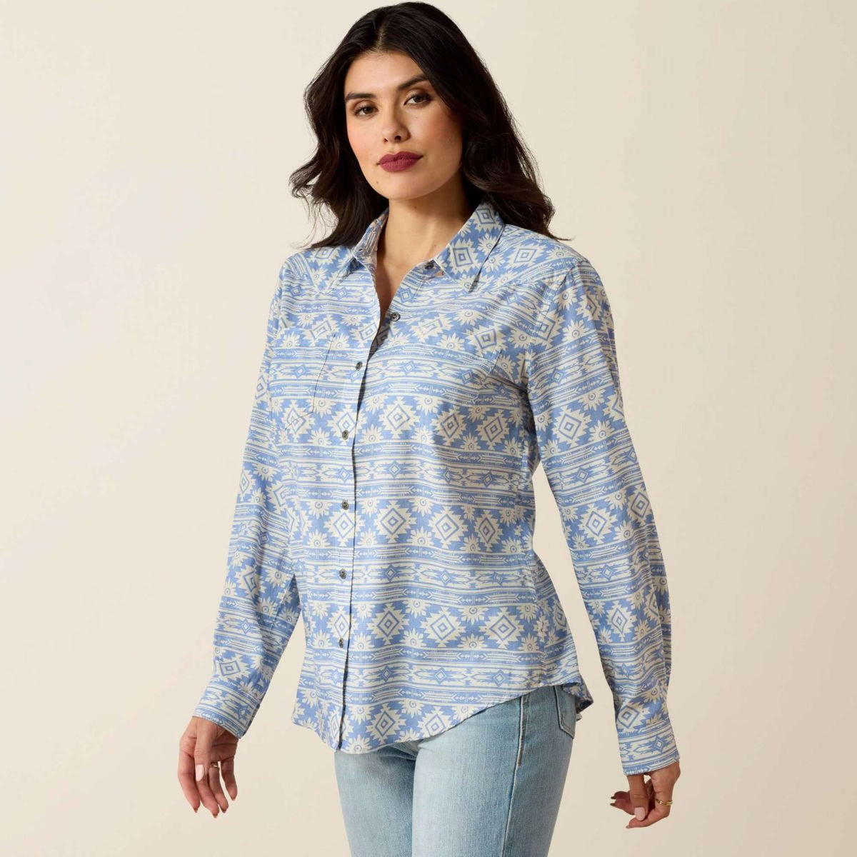 Ariat Blouse Billie Jean Dames Ashleigh Blue Crystal Southwes