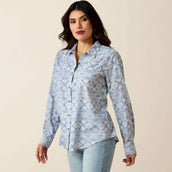 Ariat Blouse Billie Jean Dames Ashleigh Blue Crystal Southwes