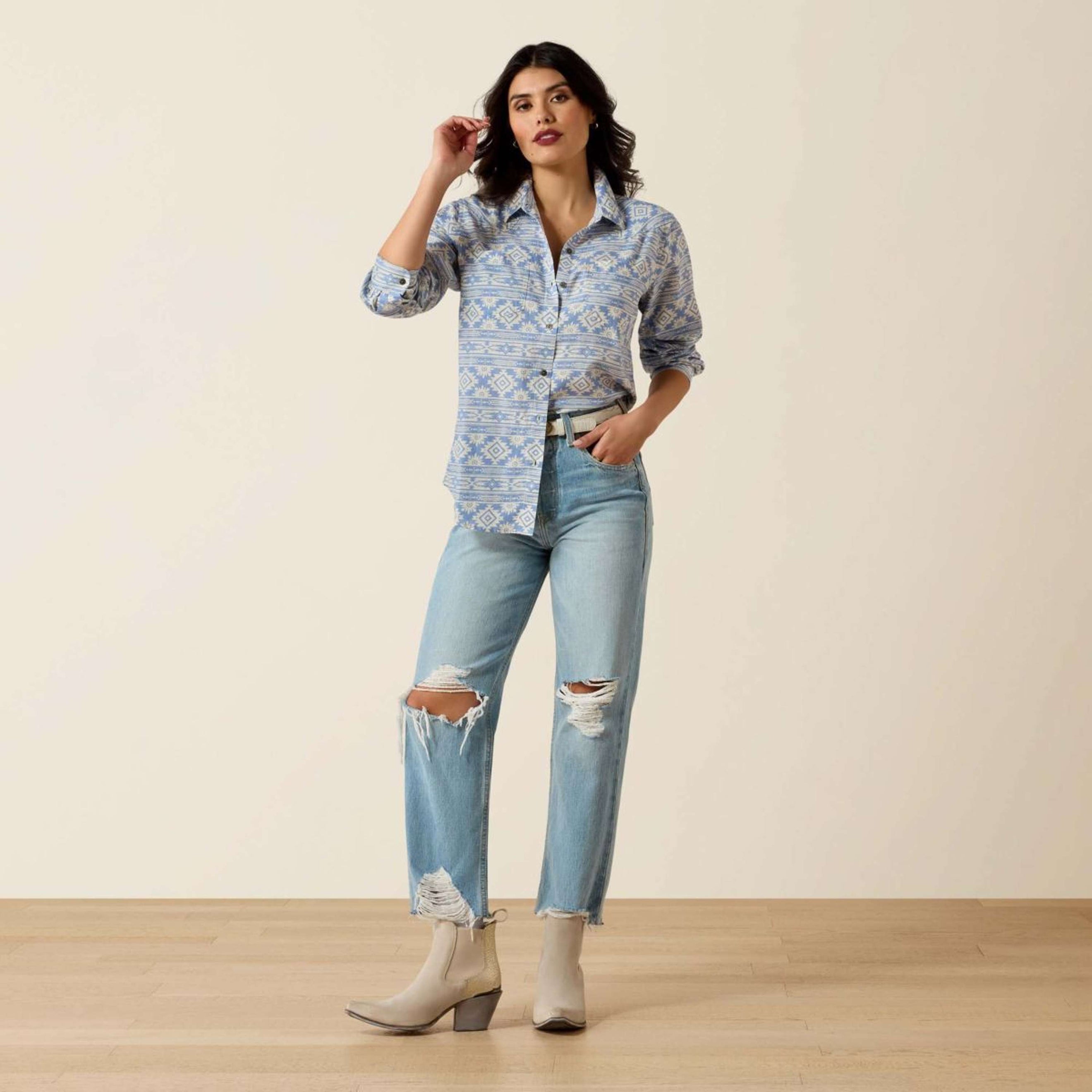 Ariat Blouse Billie Jean Dames Ashleigh Blue Crystal Southwes Ariat Blouse Billie Jean Dames Ashleigh Blue Crystal Southwes