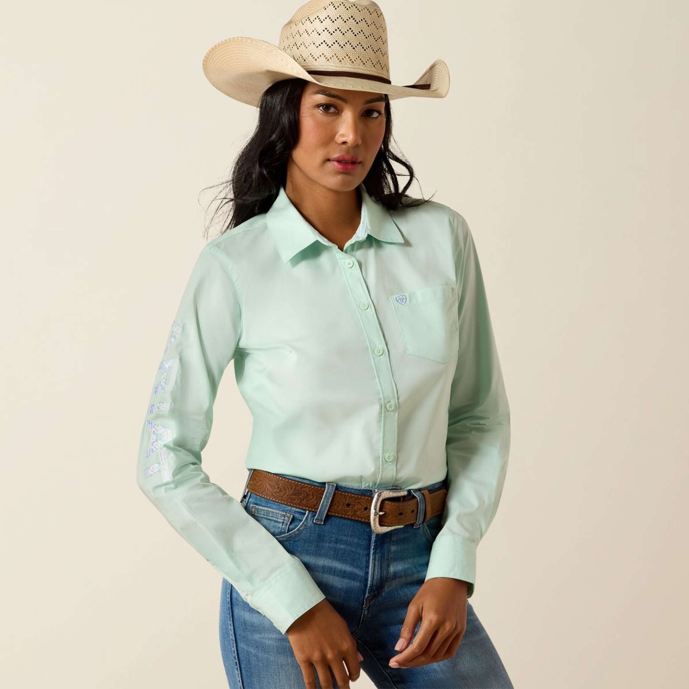 Ariat Shirt Team Kirby Lange Mouwen Dusty Aqua