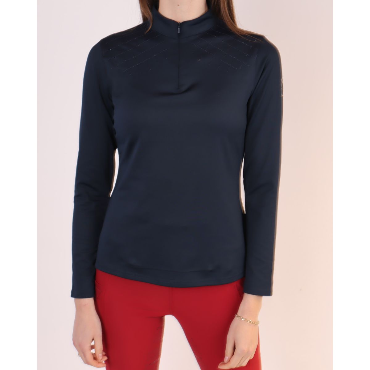 Montar Shirt Hilma Tone in Tone Crystals Lange Mouwen Donker Navy