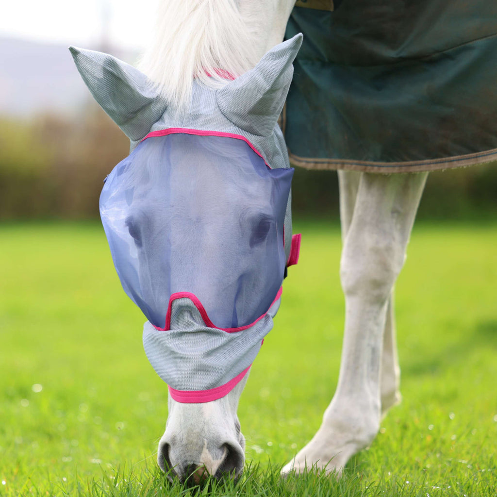 Bucas Buzz-Off Vliegenmasker Deluxe met Oren Blue/Blossom