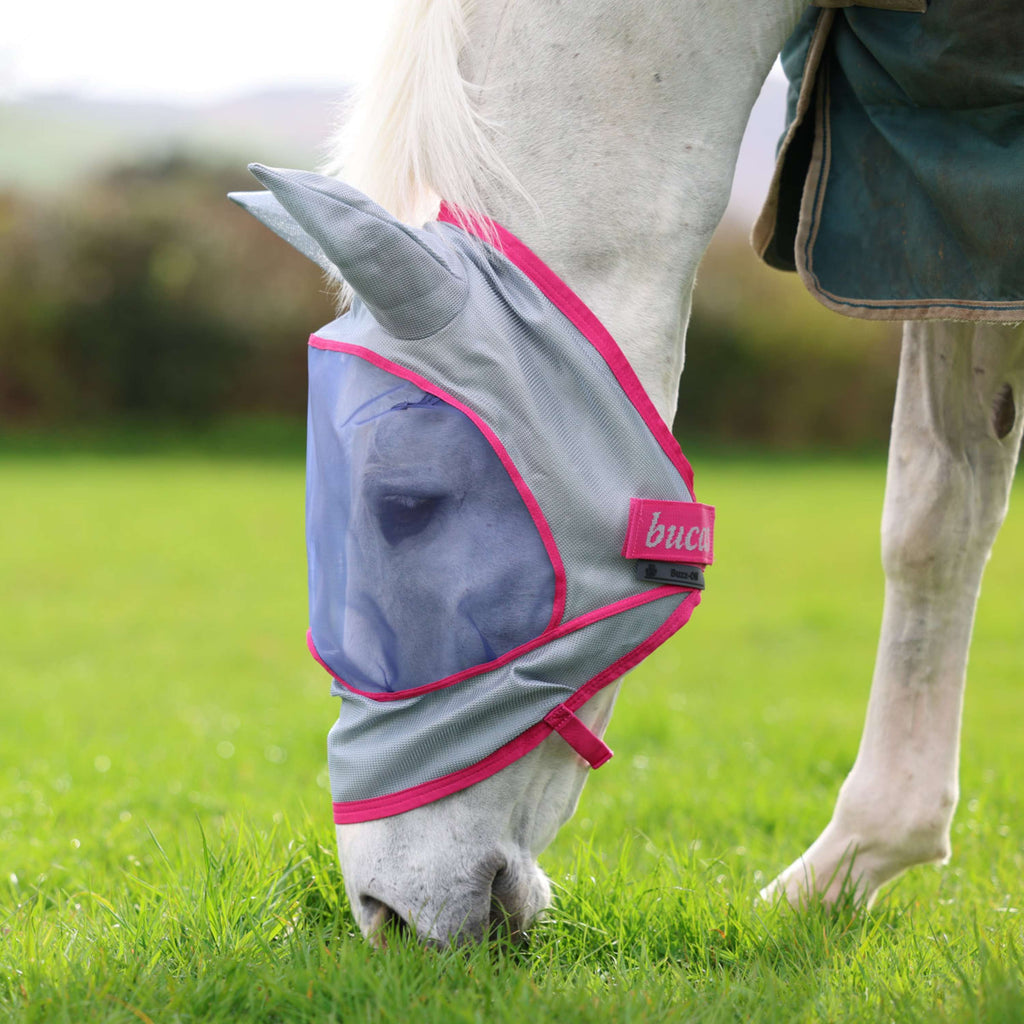 Bucas Buzz-Off Vliegenmasker Deluxe met Oren Blue/Blossom