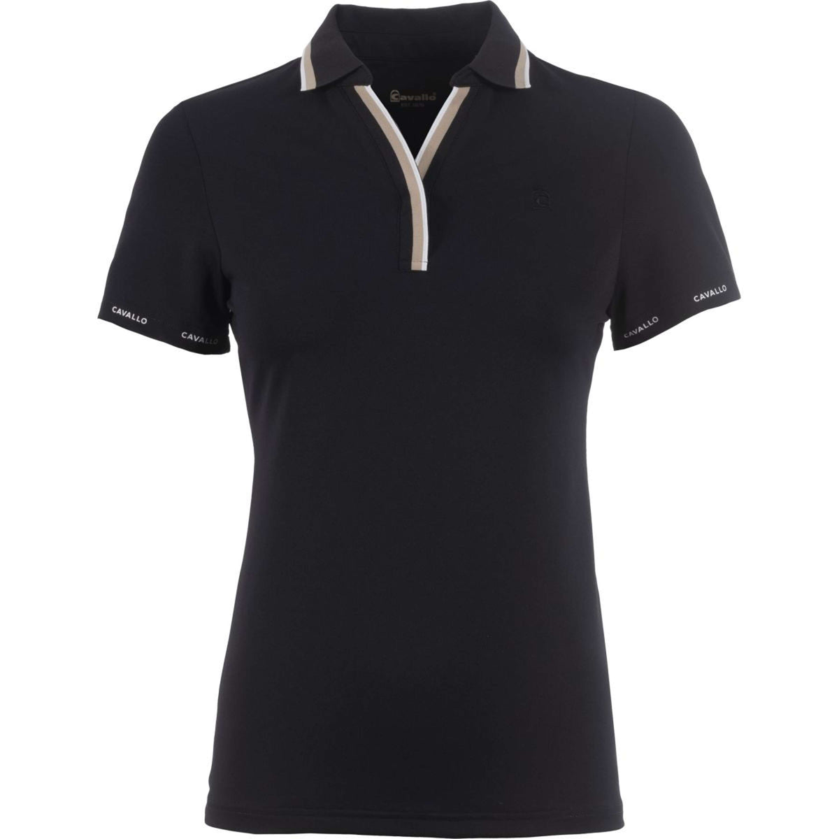 Cavallo Poloshirt Caval Pique V-Neck Zwart