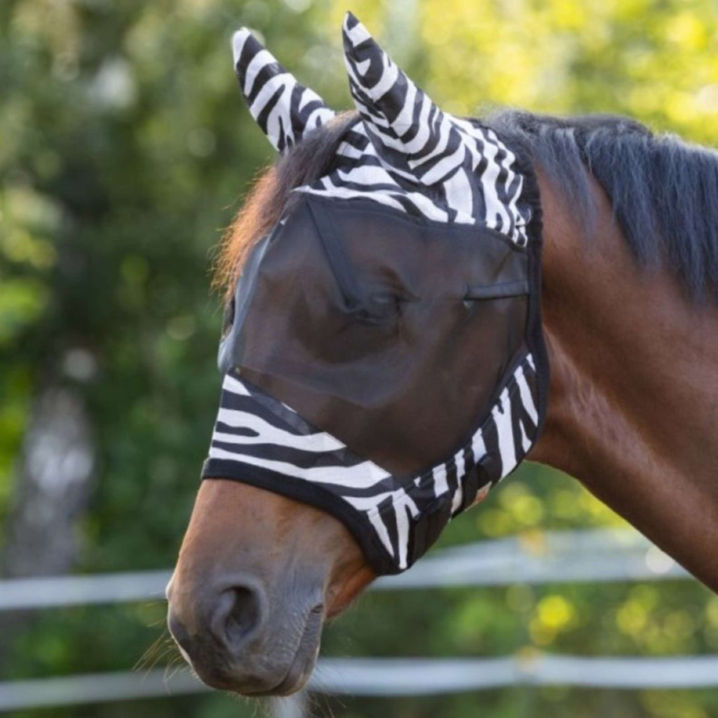 RugBe by Covalliero Vliegenmasker met Oorbedekking Zwart Zebra