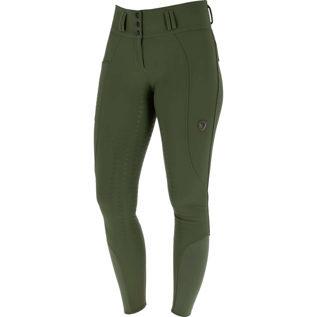 Covalliero Rijbroek Hight Waist Full Grip AW26 Forest Green
