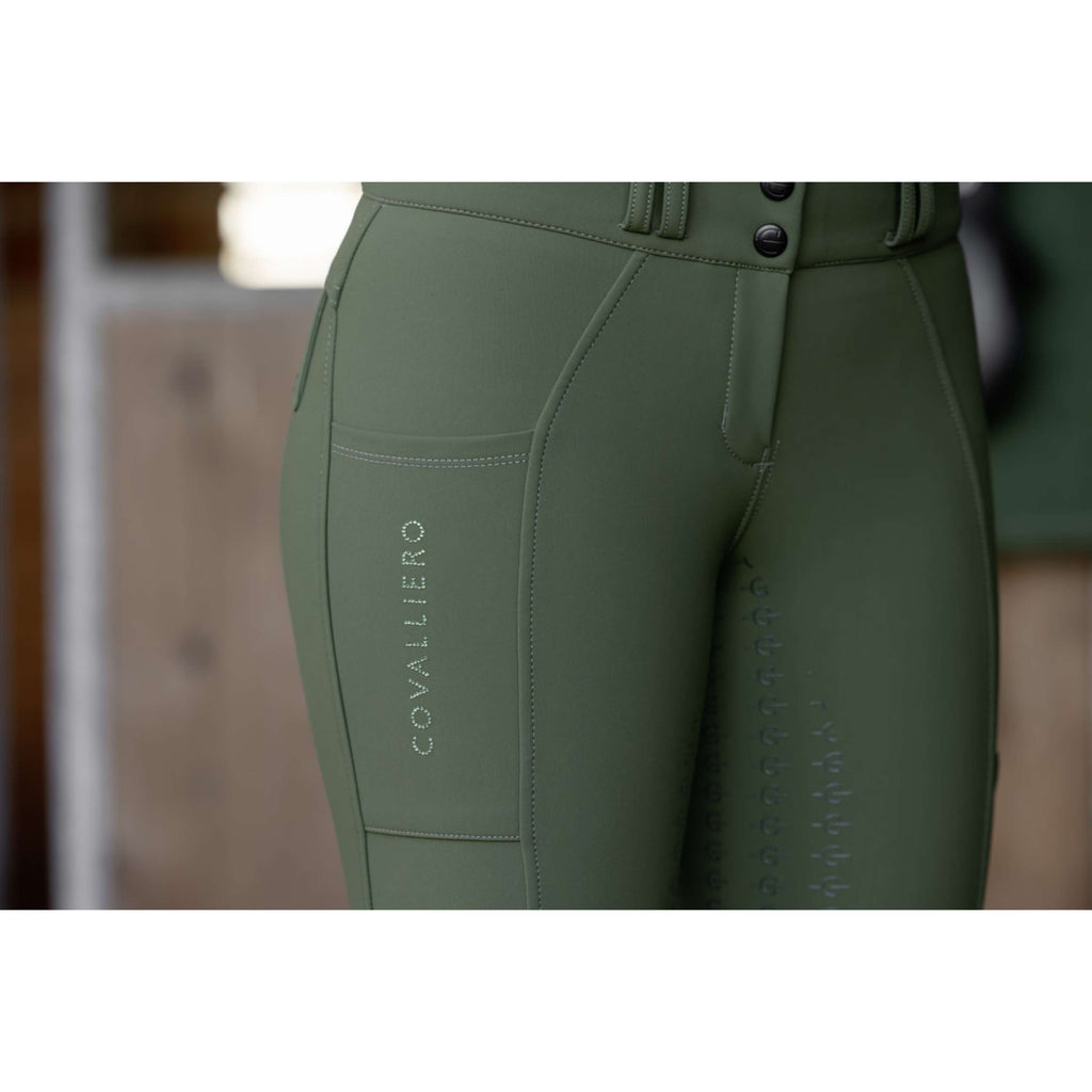 Covalliero Rijbroek Hight Waist Full Grip AW26 Forest Green