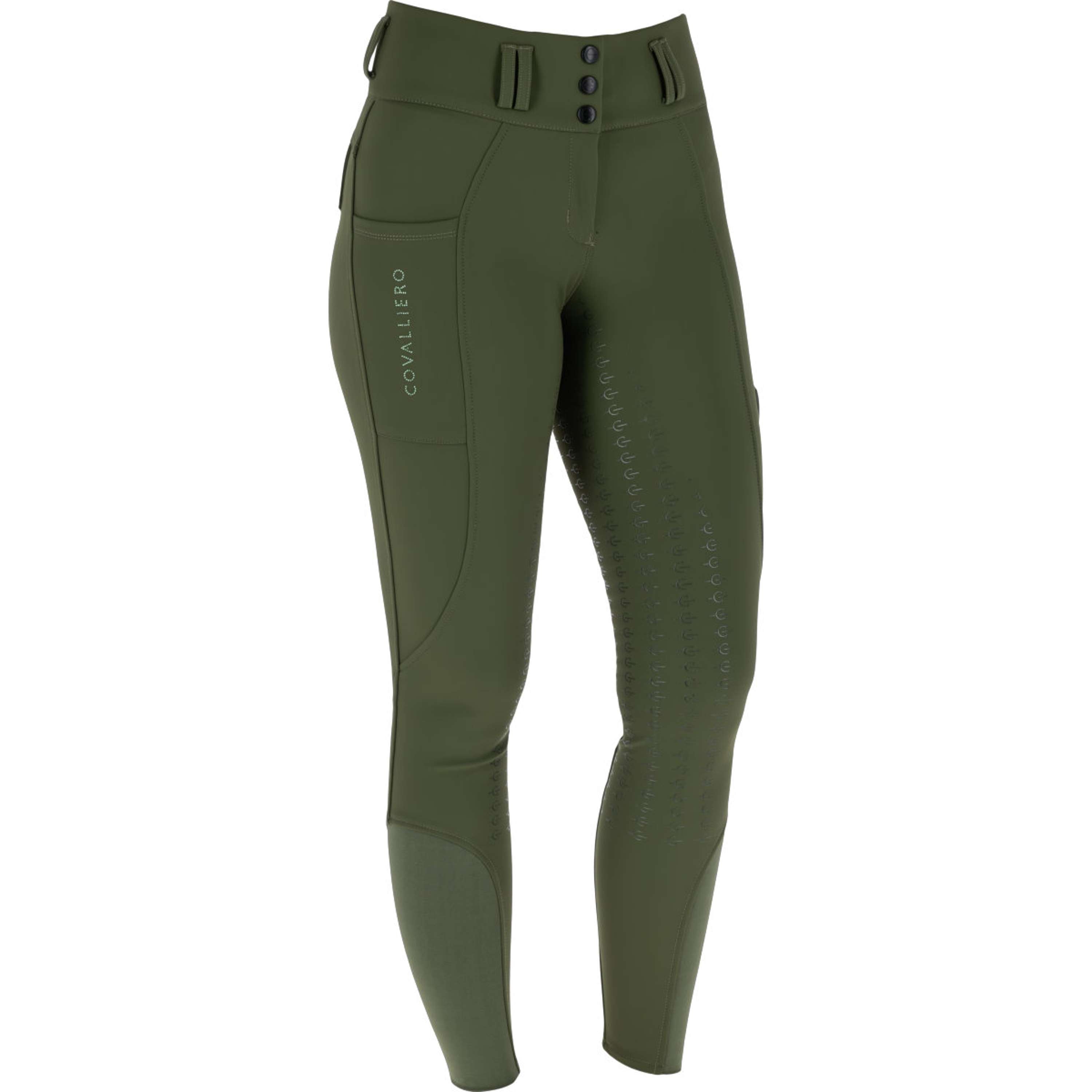 Covalliero Rijbroek Hight Waist Full Grip AW26 Forest Green