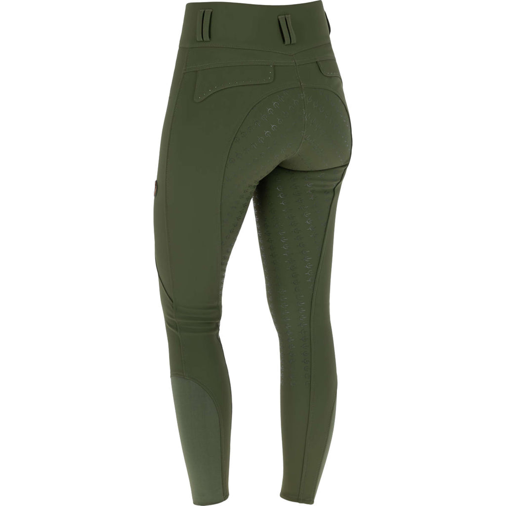 Covalliero Rijbroek Hight Waist Full Grip AW26 Forest Green