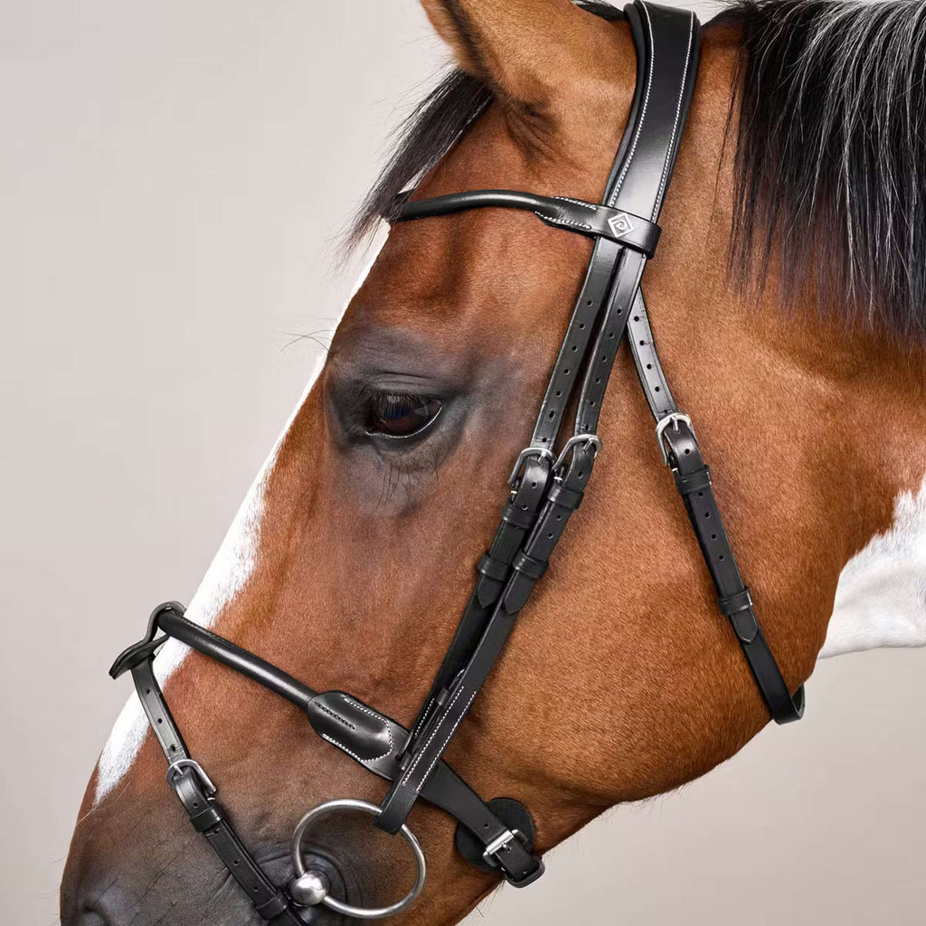 Dyon Hoofdstel Round Leather Zwart
