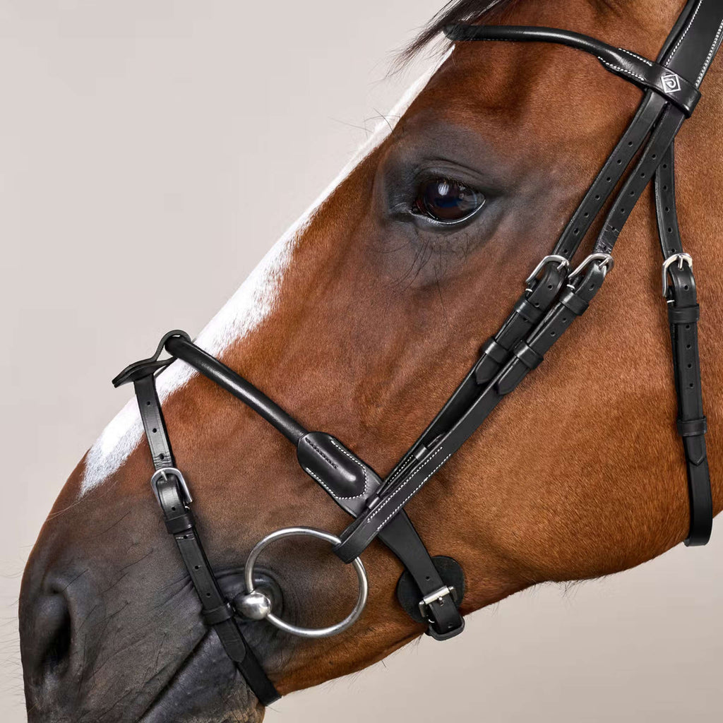 Dyon Hoofdstel Round Leather Zwart