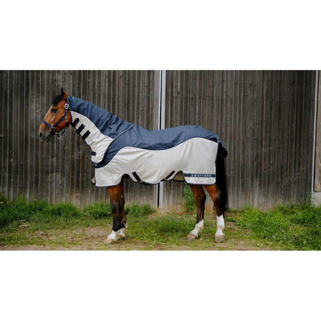 EQUITHÈME Vliegendeken TYREX Combofly 600D met Hals Navy Blue/Grey