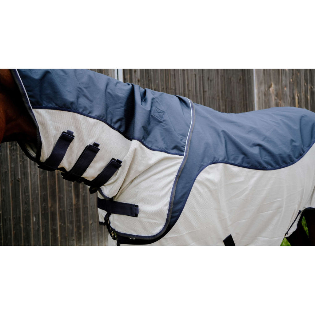EQUITHÈME Vliegendeken TYREX Combofly 600D met Hals Navy Blue/Grey