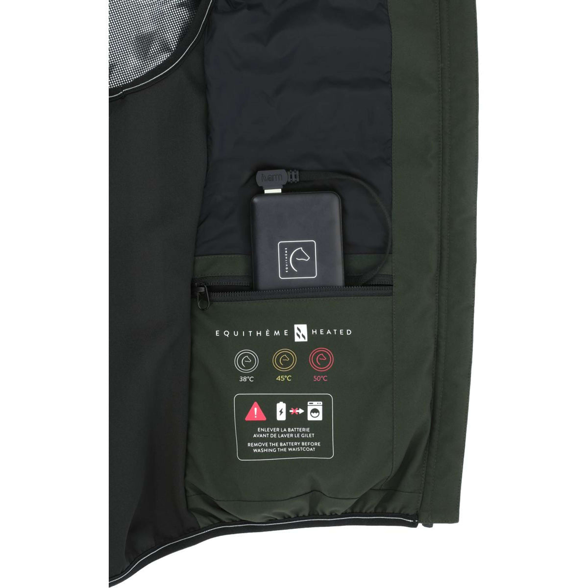 EQUITHÈME Verwarmde Bodywarmer Sasha Kaki