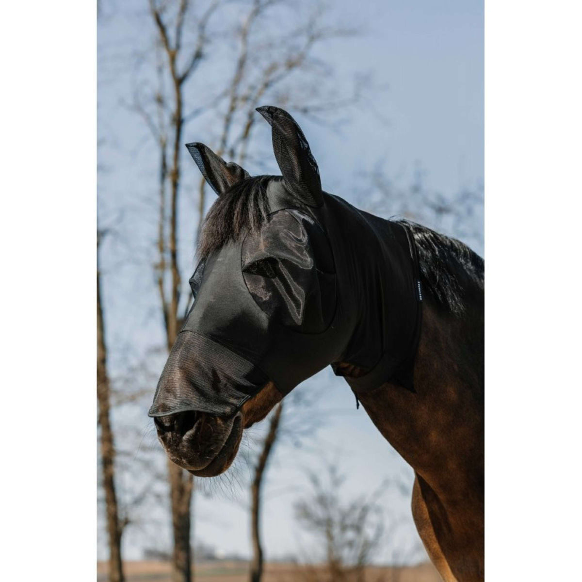 EQUITHÈME Vliegenmasker Hood met UV-Bescherming Zwart