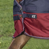 EQUITHÈME Outdoordeken Tyrex 1200D 0g met Halve Hals Navy/Bordeaux