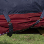 EQUITHÈME Outdoordeken Tyrex 1200D 0g met Halve Hals Navy/Bordeaux