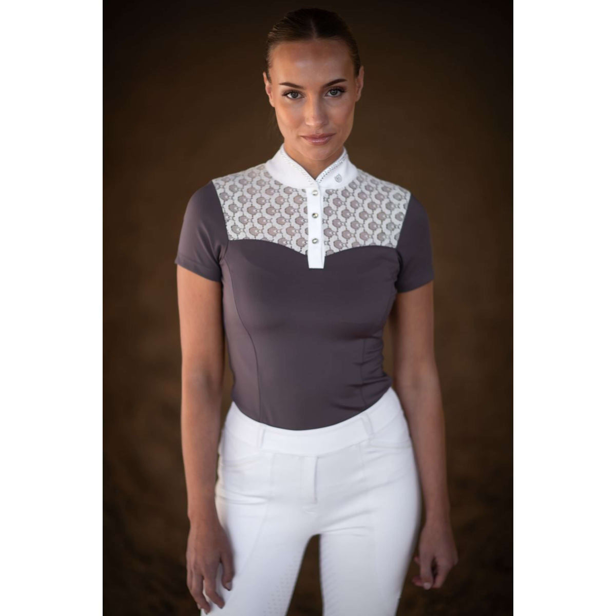 Equestrian Stockholm Wedstrijdshirt Crystal Champion Wit/Dark Violet