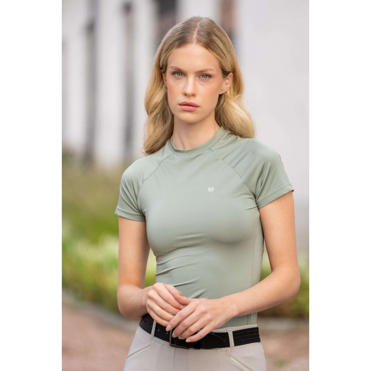 Equestrian Stockholm Shirt Dynamic Short Sleeve Pistachio White