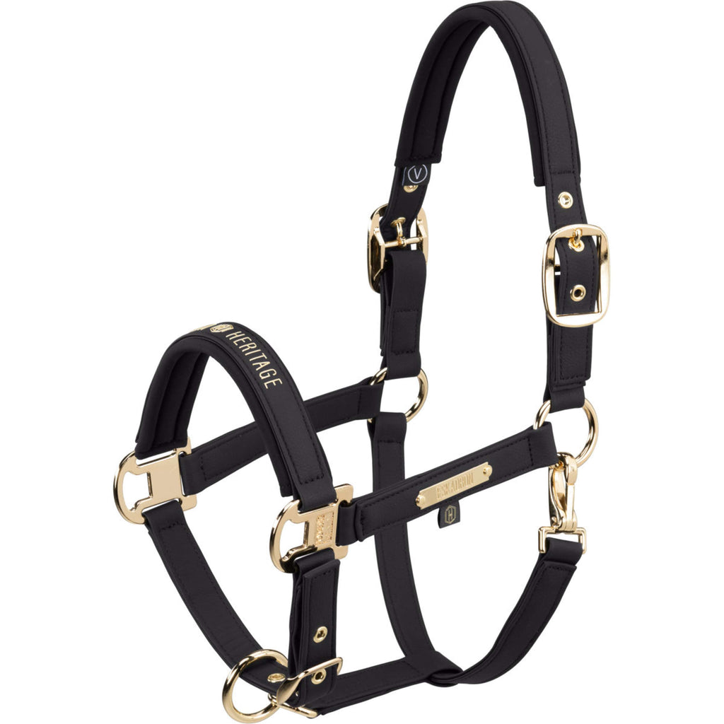 Eskadron Halster Heritage Faux Leather Double Pin Zwart