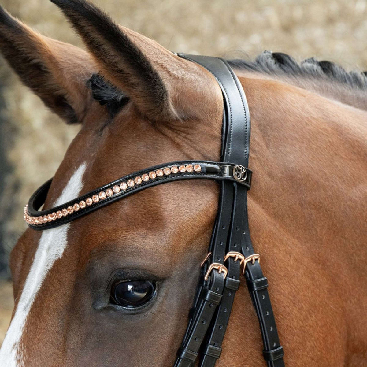 Harry's Horse Stang- en Trenshoofdstel Soft Rosegold Zwart