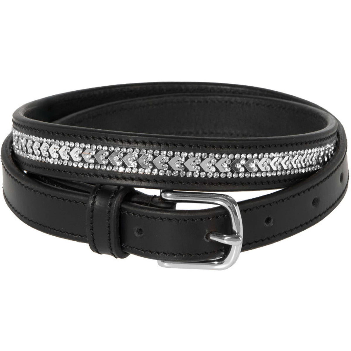 Harry's Horse Riem Sparkling Arrow Leder Zwart/Zilver