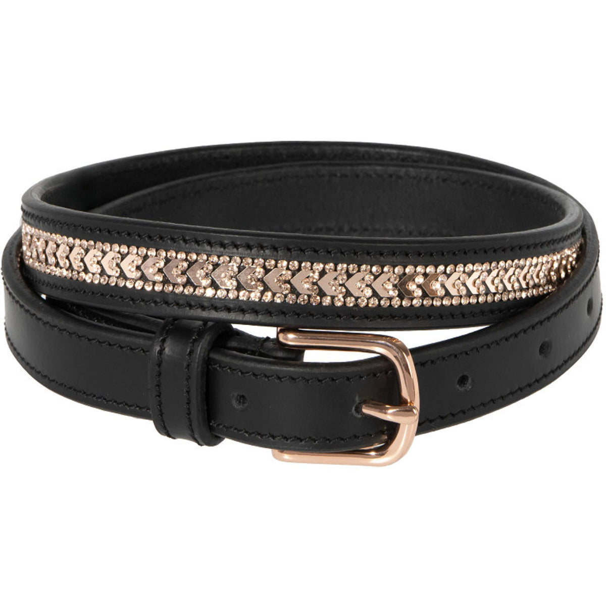 Harry's Horse Riem Sparkling Arrow Leder Zwart/Rosegold