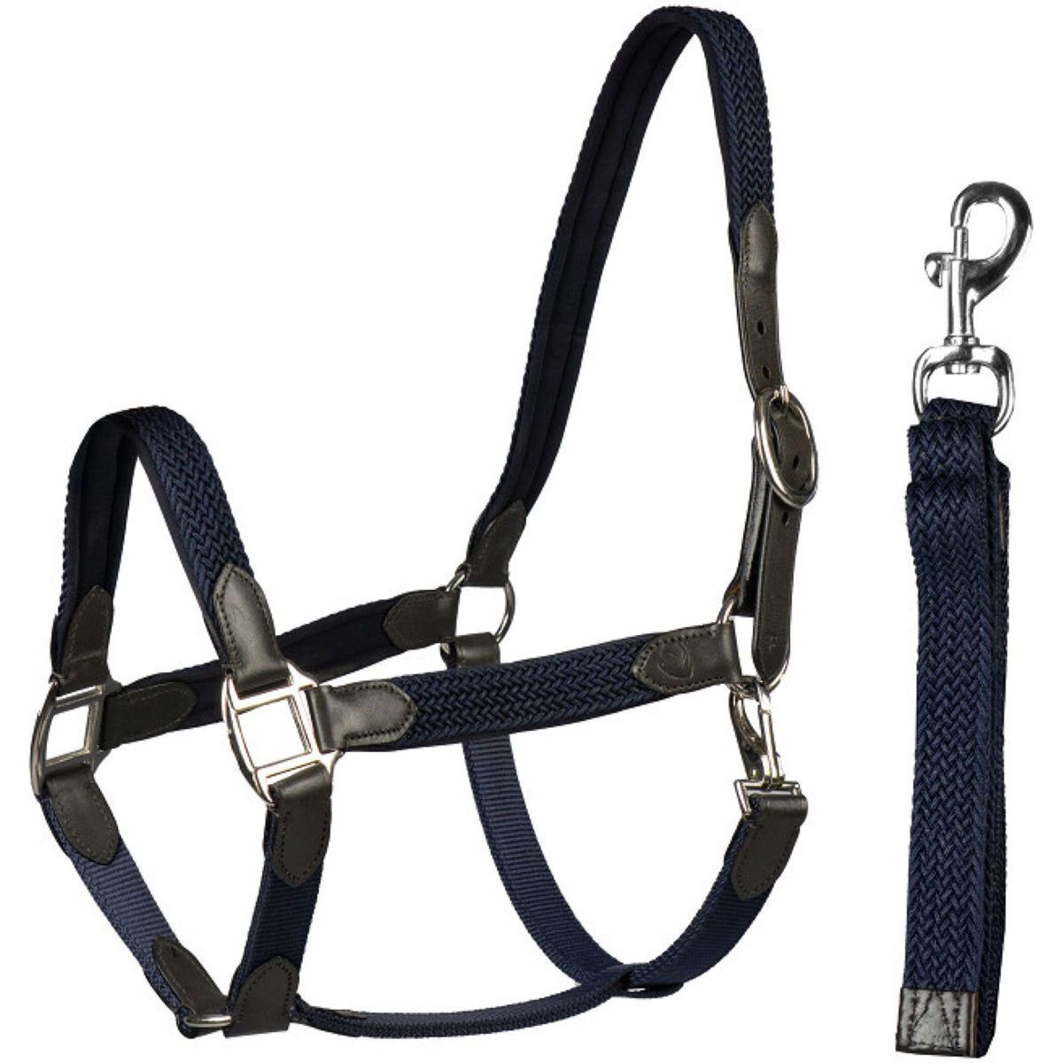 HORKA Halster Set Leer met gevlochten nylon Bruin/Blauw