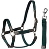 HORKA Halster Set Leer met gevlochten nylon Bruin/Groen