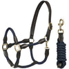 HORKA Halster Set Leer met touw Bruin/Blauw