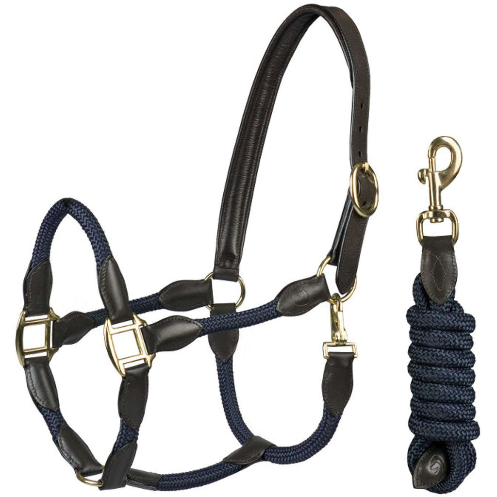HORKA Halster Set Leer met touw Bruin/Blauw