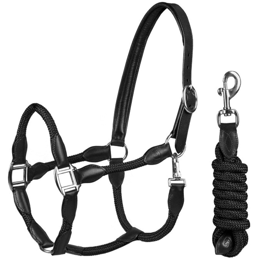 HORKA Halster Set Leer met touw Zwart