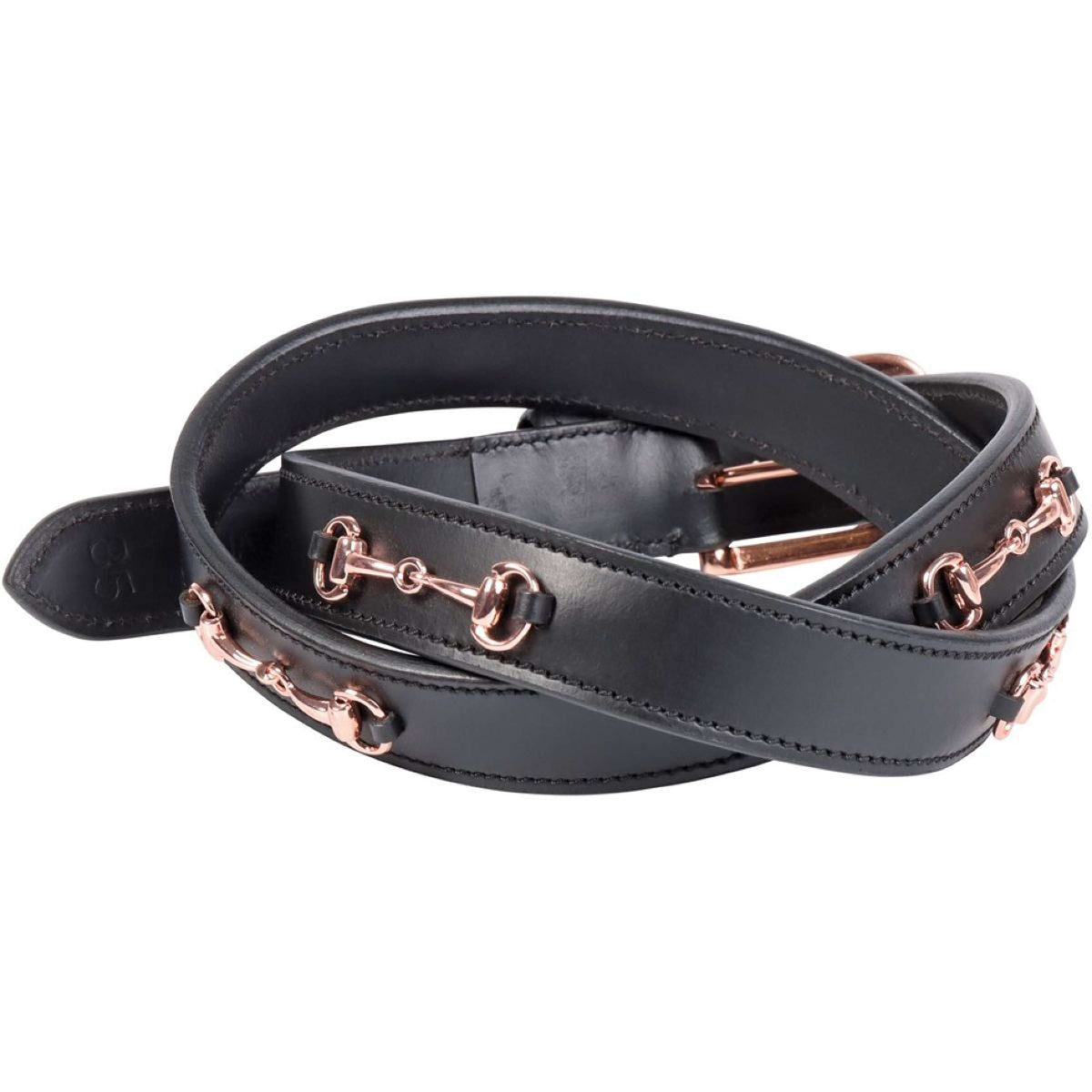 Harry's Horse Riem Bit Leer 2 Zwart/Rosegold