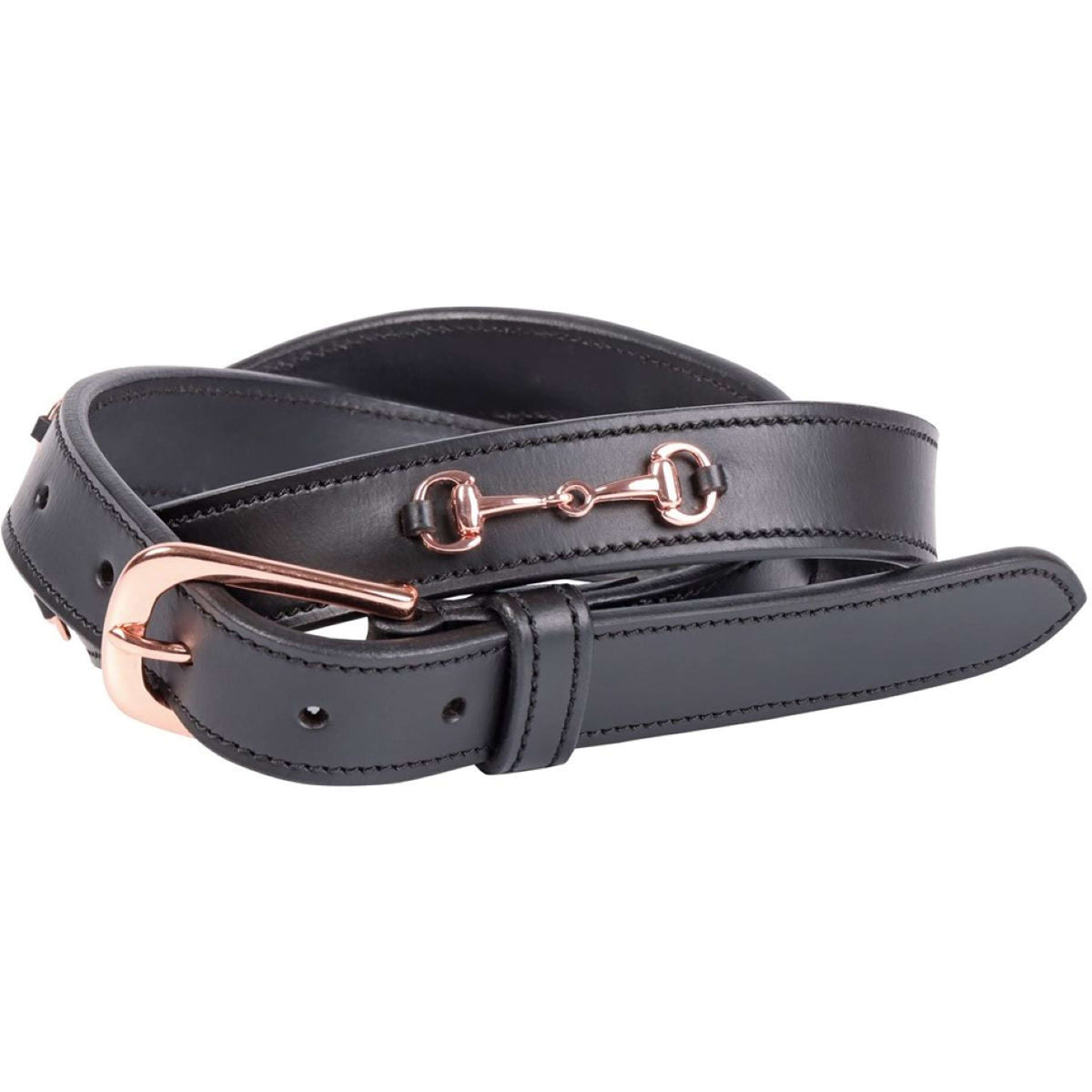 Harry's Horse Riem Bit Leer 2 Zwart/Rosegold