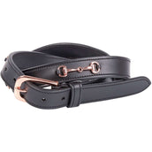 Harry's Horse Riem Bit Leer 2 Zwart/Rosegold