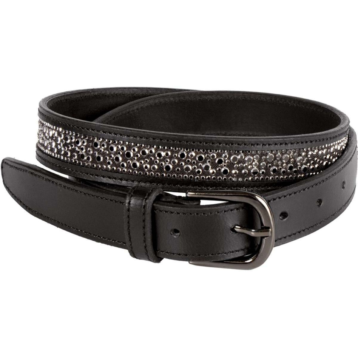 Harry's Horse Riem Leder Crystal Drops Gunmetal