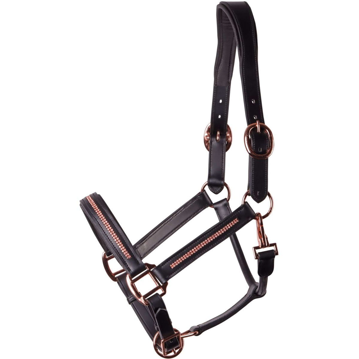 Harry's Horse Halster Leder Metallic Zwart/Rosegoud