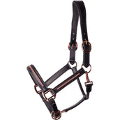 Harry's Horse Halster Leder Metallic Zwart/Rosegoud