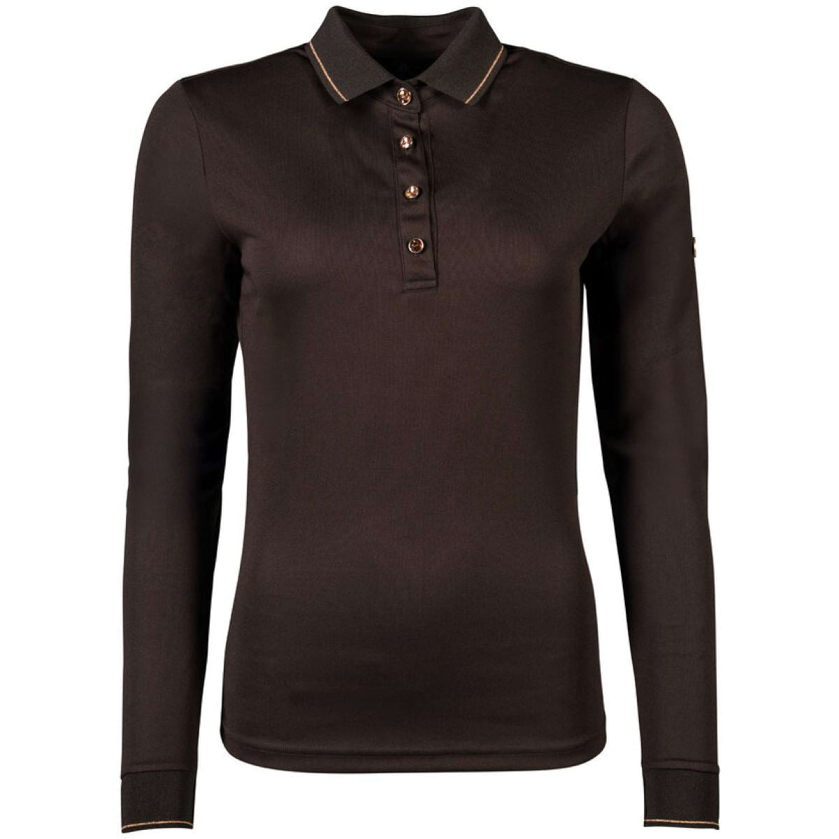HKM Poloshirt Rosegold Glamour Longsleeve Bruin/Rosegoud