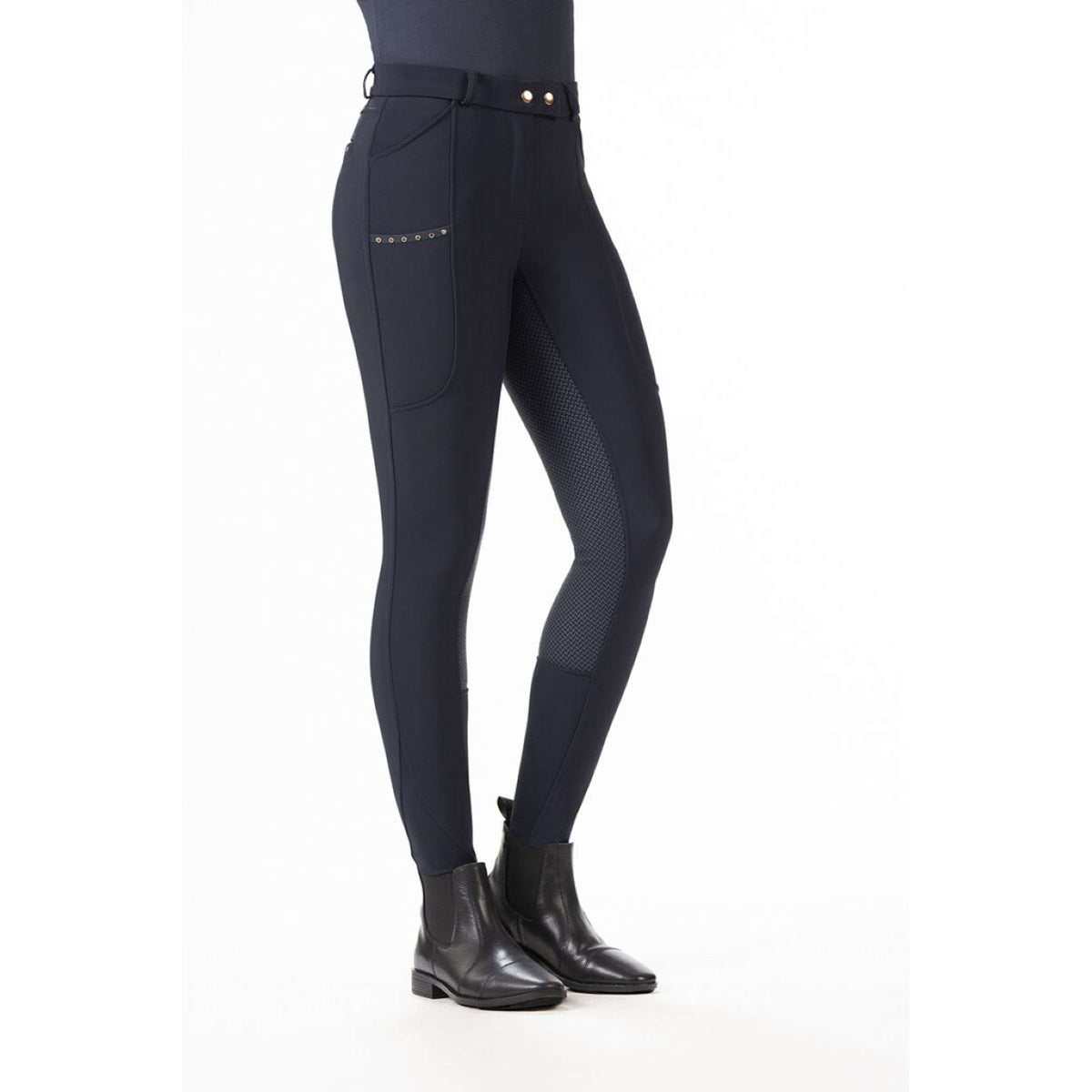 HKM Rijbroek Rosegold Glamour Winter Full Grip Donkerblauw/Rosegoud