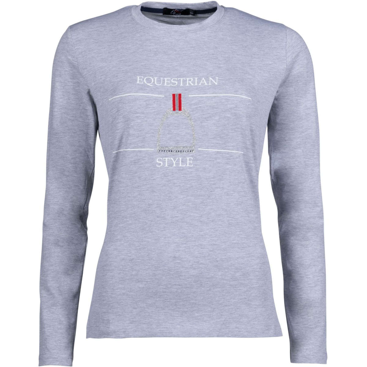 HKM Longsleeve Equine Sports Grijs Gemeleerd