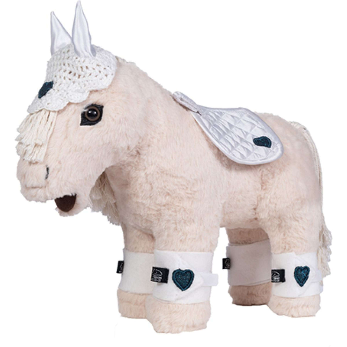 HKM Knuffel Pony Wedstrijdset Wit/Donkerblauw