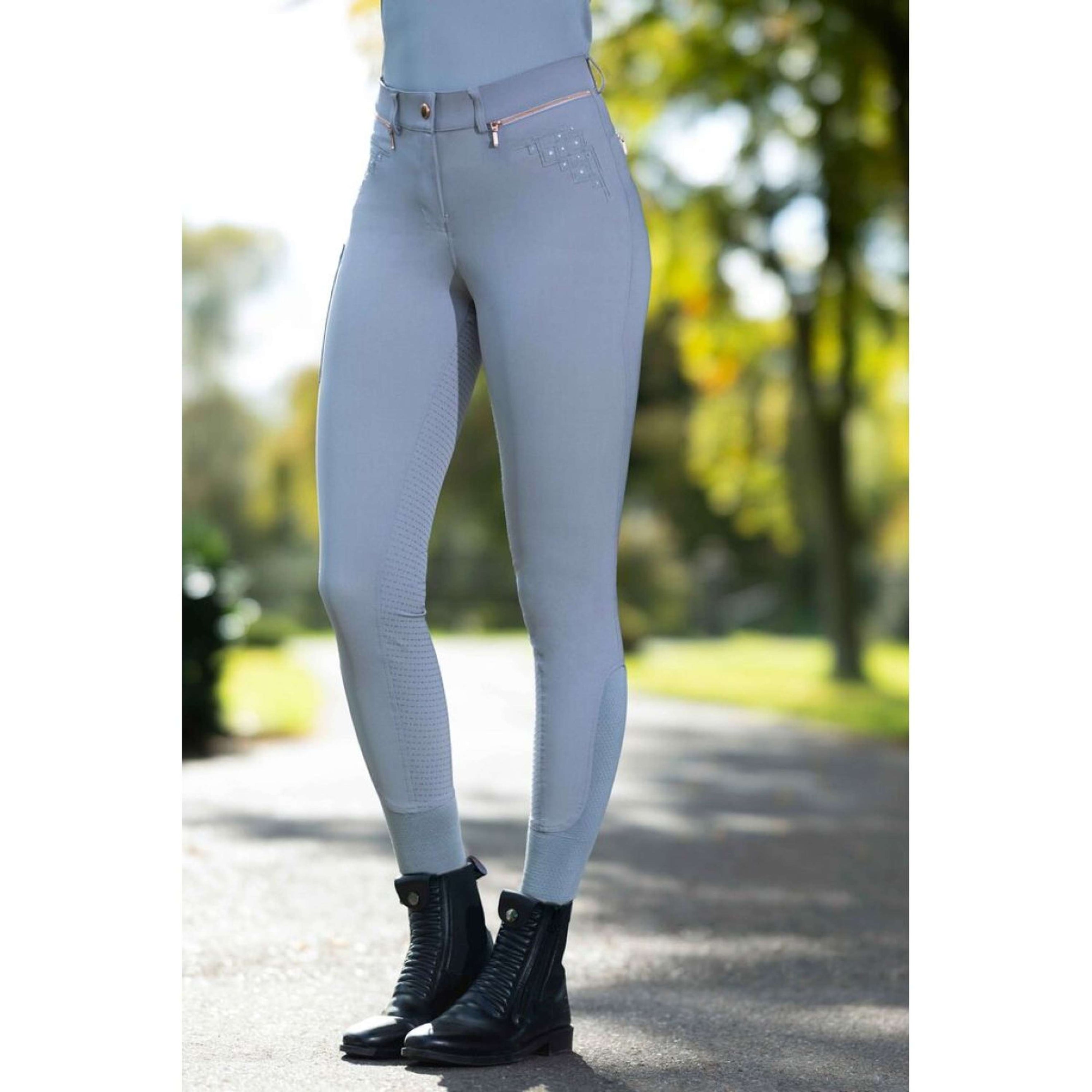 HKM Rijbroek Rosegold Sparkle Full Grip Grijs/Rosegoud HKM Rijbroek Rosegold Sparkle Full Grip Grijs/Rosegoud