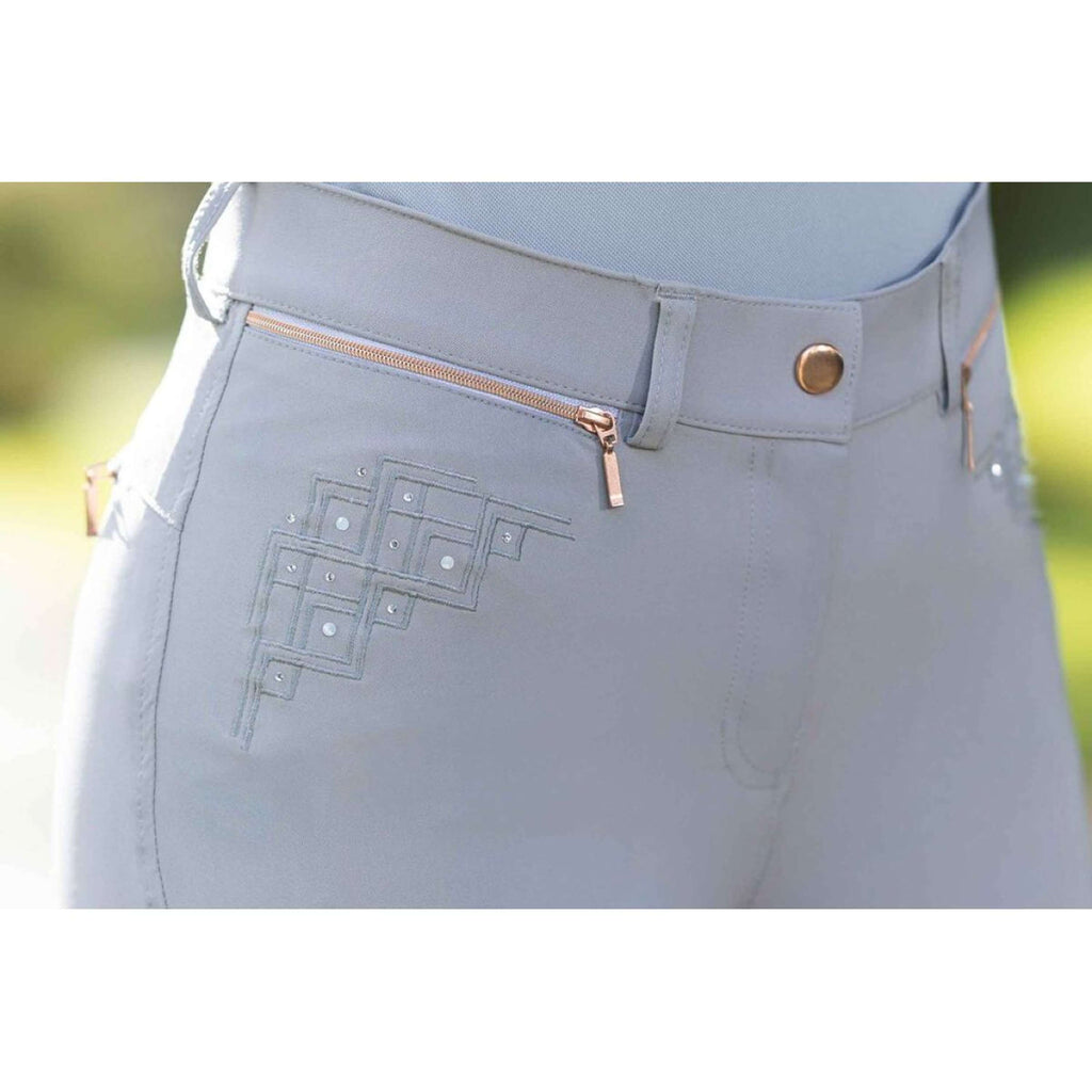 HKM Rijbroek Rosegold Sparkle Full Grip Grijs/Rosegoud