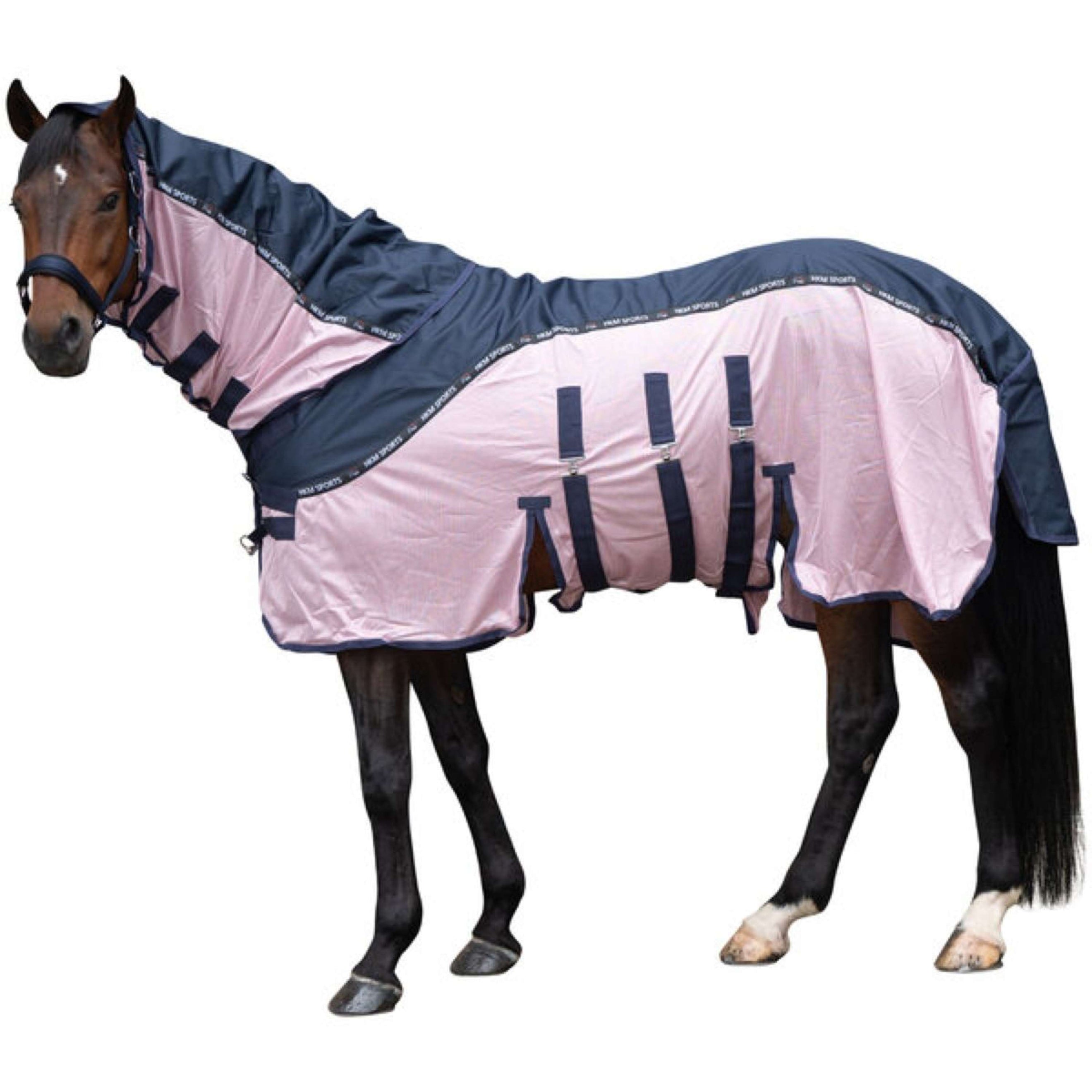 HKM Vliegendeken Comfort Rain Donkerblauw/Roze