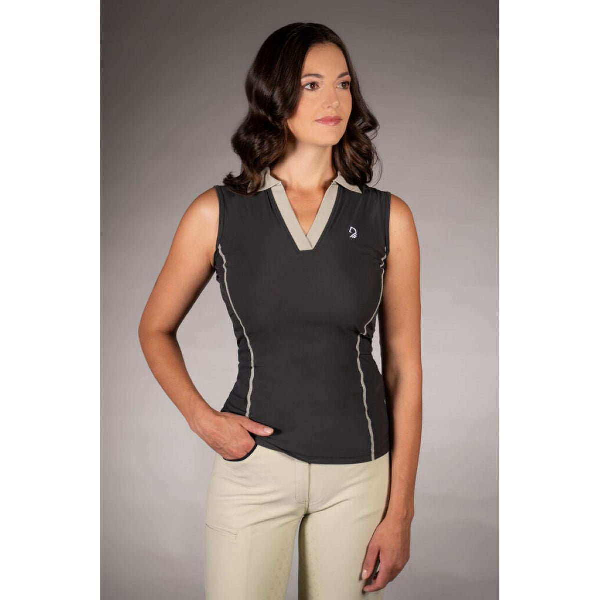 Lauria Garrelli Poloshirt Limone Mouwloos Zwart