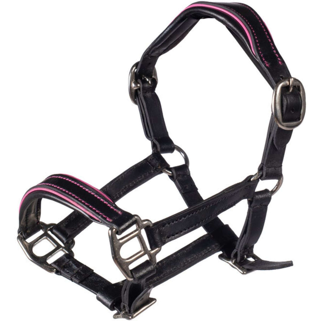 HKM Hobby Horsing Leren Halster Zwart/Roze