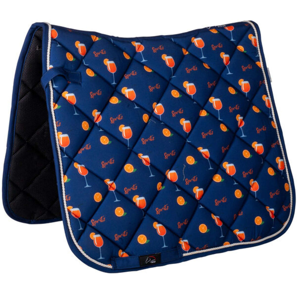 HKM Zadeldekje Splash Dressuur Donker Blauw/Oranje