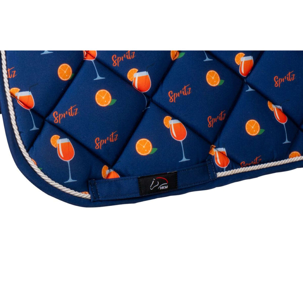 HKM Zadeldekje Splash Dressuur Donker Blauw/Oranje